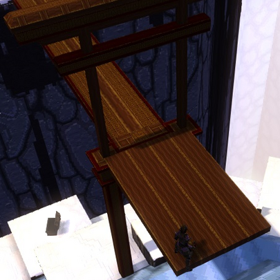 Dig below the wooden bridge.